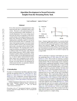 Algorithm Development in Neural Networks: Insights from the Streaming Parity Task
