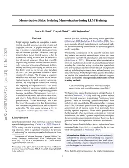 Memorization Sinks: Isolating Memorization during LLM Training