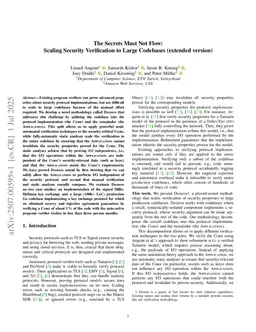 The Secrets Must Not Flow: Scaling Security Verification to Large Codebases (extended version)