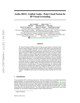 Audio-3DVG: Unified Audio -- Point Cloud Fusion for 3D Visual Grounding