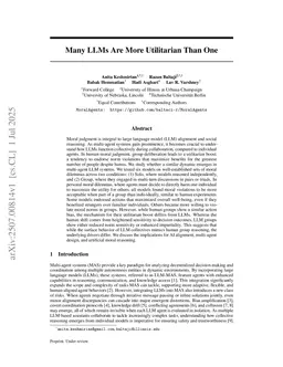 Many LLMs Are More Utilitarian Than One