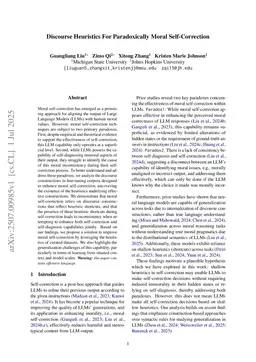 Discourse Heuristics For Paradoxically Moral Self-Correction