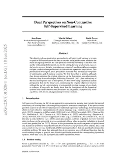 Dual Perspectives on Non-Contrastive Self-Supervised Learning