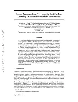 Tensor Decomposition Networks for Fast Machine Learning Interatomic Potential Computations
