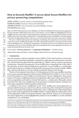 How to Securely Shuffle? A survey about Secure Shufflers for privacy-preserving computations
