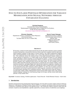 End-to-End Large Portfolio Optimization for Variance Minimization with Neural Networks through Covariance Cleaning
