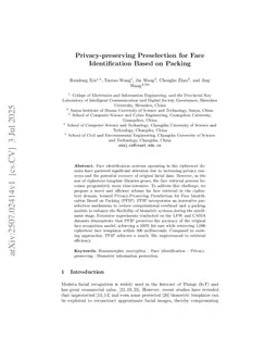Privacy-preserving Preselection for Face Identification Based on Packing
