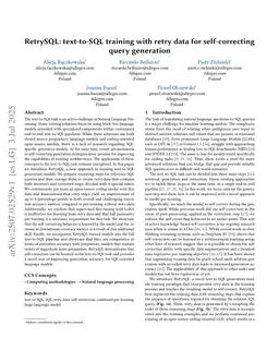 RetrySQL: text-to-SQL training with retry data for self-correcting query generation