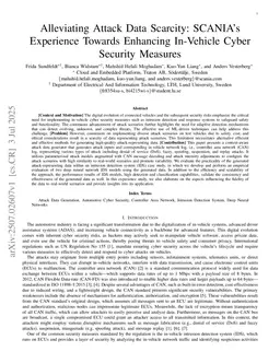 Alleviating Attack Data Scarcity: SCANIA's Experience Towards Enhancing In-Vehicle Cyber Security Measures