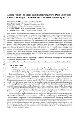 Measurement as Bricolage: Examining How Data Scientists Construct Target Variables for Predictive Modeling Tasks