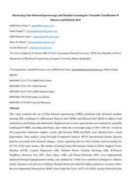 Harnessing Near-Infrared Spectroscopy and Machine Learning for Traceable Classification of Hanwoo and Holstein Beef