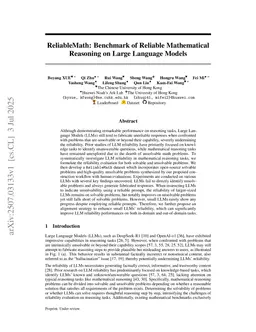 ReliableMath: Benchmark of Reliable Mathematical Reasoning on Large Language Models