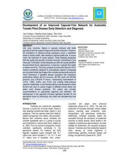 Development of an Improved Capsule-Yolo Network for Automatic Tomato Plant Disease Early Detection and Diagnosis