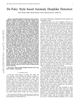 De-Fake: Style based Anomaly Deepfake Detection