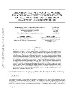 STRUCTSENSE: A Task-Agnostic Agentic Framework for Structured Information Extraction with Human-In-The-Loop Evaluation and Benchmarking