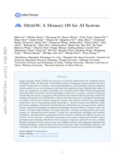 MemOS: A Memory OS for AI System