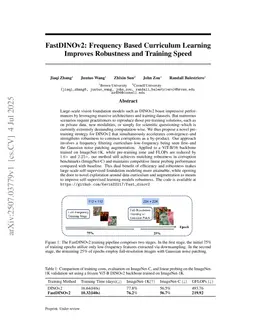 FastDINOv2: Frequency Based Curriculum Learning Improves Robustness and Training Speed