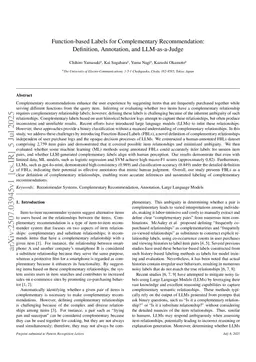 Function-based Labels for Complementary Recommendation: Definition, Annotation, and LLM-as-a-Judge