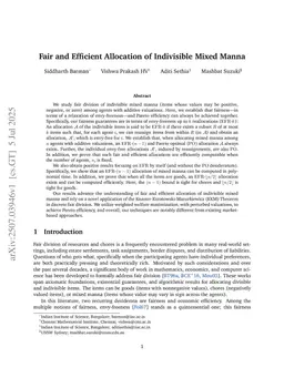 Fair and Efficient Allocation of Indivisible Mixed Manna