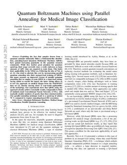 Quantum Boltzmann Machines using Parallel Annealing for Medical Image Classification