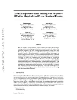IPPRO: Importance-based Pruning with PRojective Offset for Magnitude-indifferent Structural Pruning