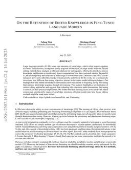 Retention analysis of edited knowledge after fine-tuning