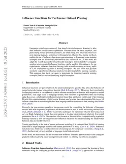 Influence Functions for Preference Dataset Pruning