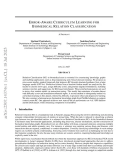 Error-Aware Curriculum Learning for Biomedical Relation Classification