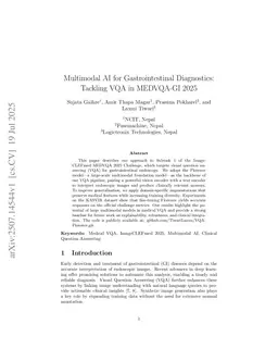 Multimodal AI for Gastrointestinal Diagnostics: Tackling VQA in MEDVQA-GI 2025