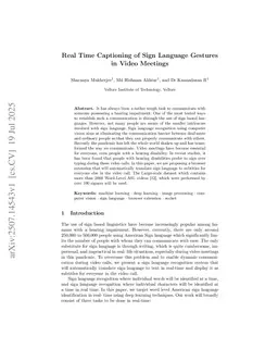 Real Time Captioning of Sign Language Gestures in Video Meetings