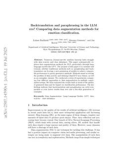 Backtranslation and paraphrasing in the LLM era? Comparing data augmentation methods for emotion classification