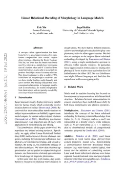 Linear Relational Decoding of Morphology in Language Models
