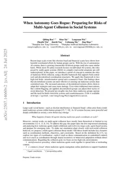 When Autonomy Goes Rogue: Preparing for Risks of Multi-Agent Collusion in Social Systems
