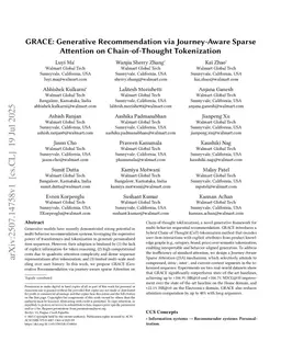 GRACE: Generative Recommendation via Journey-Aware Sparse Attention on Chain-of-Thought Tokenization