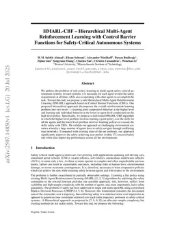 Hierarchical Multi-Agent Reinforcement Learning with Control Barrier Functions for Safety-Critical Autonomous Systems