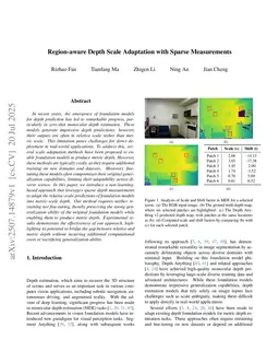 Region-aware Depth Scale Adaptation with Sparse Measurements