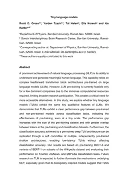 Tiny language models