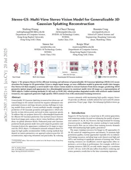 Stereo-GS: Multi-View Stereo Vision Model for Generalizable 3D Gaussian Splatting Reconstruction