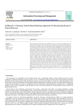 FullRecall: A Semantic Search-Based Ranking Approach for Maximizing Recall in Patent Retrieval
