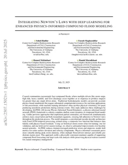Integrating Newton's Laws with deep learning for enhanced physics-informed compound flood modelling