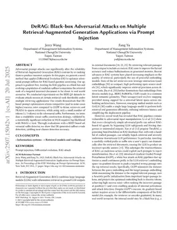 DeRAG: Black-box Adversarial Attacks on Multiple Retrieval-Augmented Generation Applications via Prompt Injection