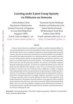 Learning under Latent Group Sparsity via Diffusion on Networks