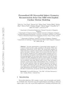 Personalized 3D Myocardial Infarct Geometry Reconstruction from Cine MRI with Explicit Cardiac Motion Modeling