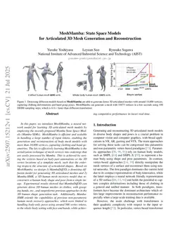 MeshMamba: State Space Models for Articulated 3D Mesh Generation and Reconstruction