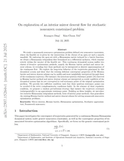 On exploration of an interior mirror descent flow for stochastic nonconvex constrained problem
