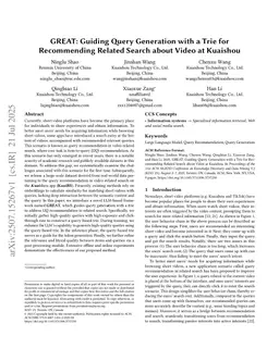 GREAT: Guiding Query Generation with a Trie for Recommending Related Search about Video at Kuaishou
