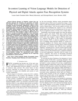 In-context Learning of Vision Language Models for Detection of Physical and Digital Attacks against Face Recognition Systems