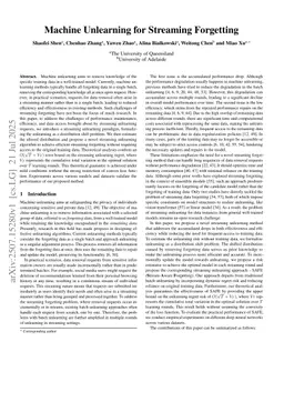 Machine Unlearning for Streaming Forgetting