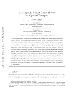 Strategically Robust Game Theory via Optimal Transport