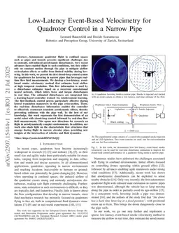 Low-Latency Event-Based Velocimetry for Quadrotor Control in a Narrow Pipe